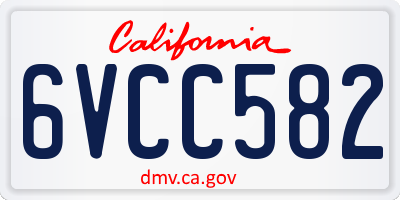 CA license plate 6VCC582