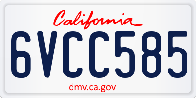 CA license plate 6VCC585