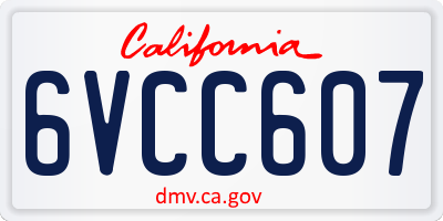 CA license plate 6VCC607
