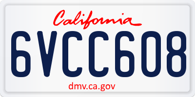 CA license plate 6VCC608