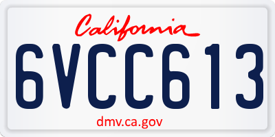 CA license plate 6VCC613