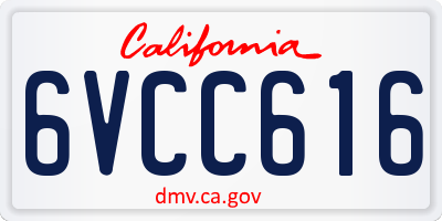 CA license plate 6VCC616