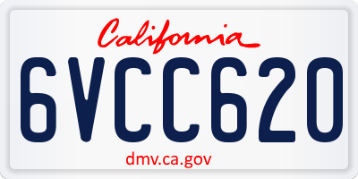 CA license plate 6VCC620