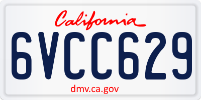 CA license plate 6VCC629