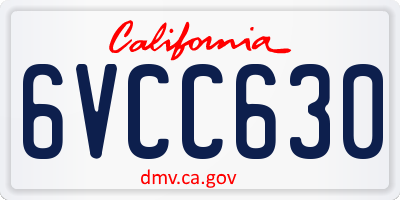 CA license plate 6VCC630