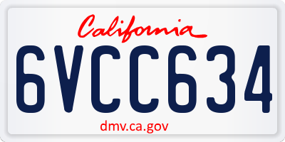 CA license plate 6VCC634
