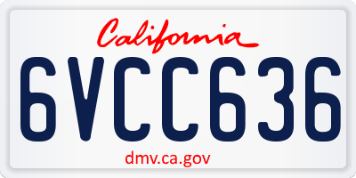 CA license plate 6VCC636