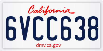 CA license plate 6VCC638