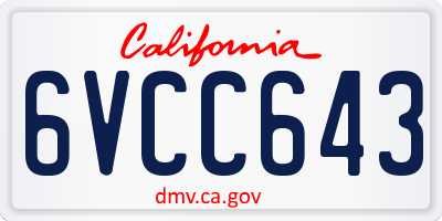 CA license plate 6VCC643