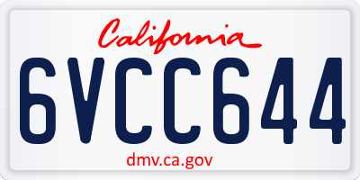 CA license plate 6VCC644