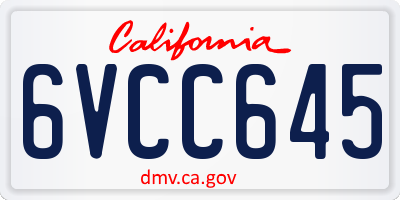 CA license plate 6VCC645