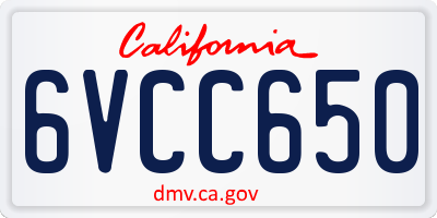 CA license plate 6VCC650