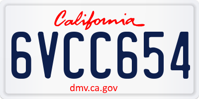 CA license plate 6VCC654