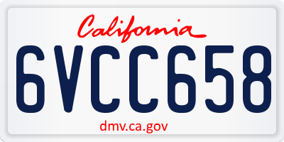 CA license plate 6VCC658