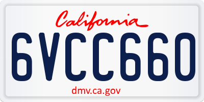 CA license plate 6VCC660
