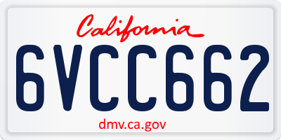 CA license plate 6VCC662