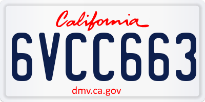CA license plate 6VCC663