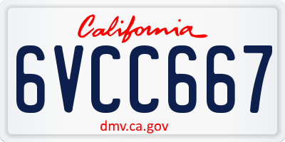 CA license plate 6VCC667