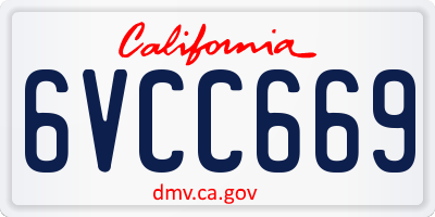 CA license plate 6VCC669