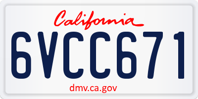 CA license plate 6VCC671