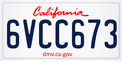 CA license plate 6VCC673