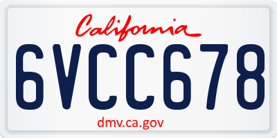 CA license plate 6VCC678