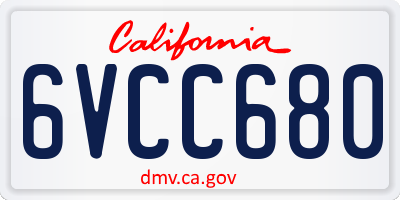 CA license plate 6VCC680