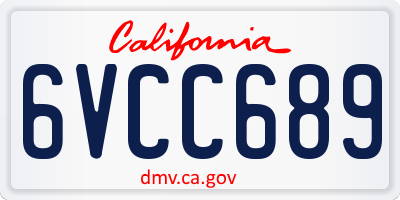 CA license plate 6VCC689