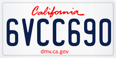 CA license plate 6VCC690