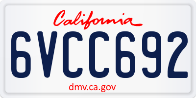 CA license plate 6VCC692