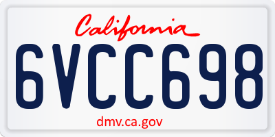 CA license plate 6VCC698