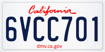 CA license plate 6VCC701