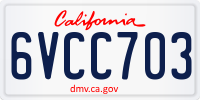 CA license plate 6VCC703