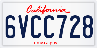 CA license plate 6VCC728