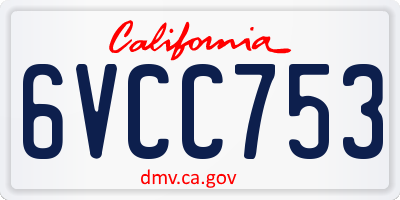 CA license plate 6VCC753