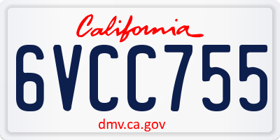 CA license plate 6VCC755