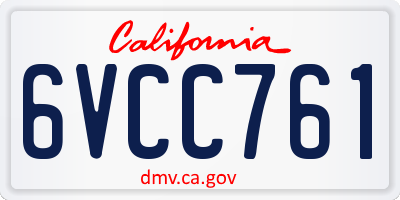CA license plate 6VCC761