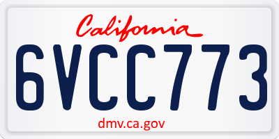 CA license plate 6VCC773