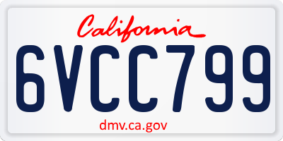 CA license plate 6VCC799