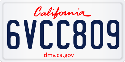 CA license plate 6VCC809