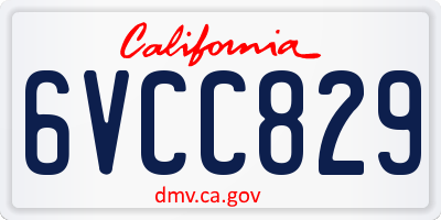 CA license plate 6VCC829