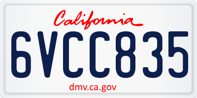 CA license plate 6VCC835