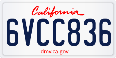 CA license plate 6VCC836