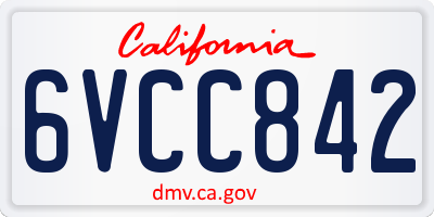 CA license plate 6VCC842