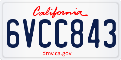 CA license plate 6VCC843