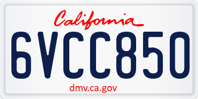 CA license plate 6VCC850