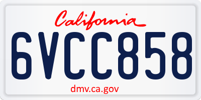 CA license plate 6VCC858