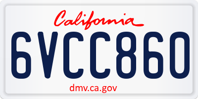 CA license plate 6VCC860