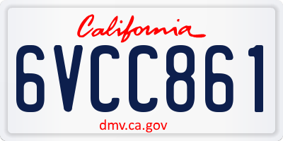 CA license plate 6VCC861