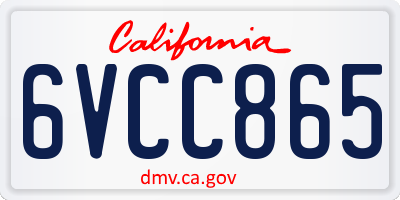 CA license plate 6VCC865